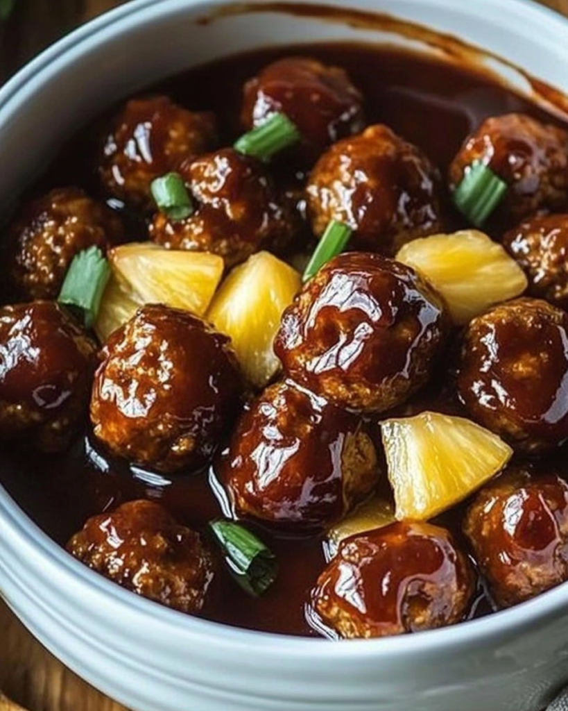 Slow Cooker Pineapple Barbecue Meatballs: