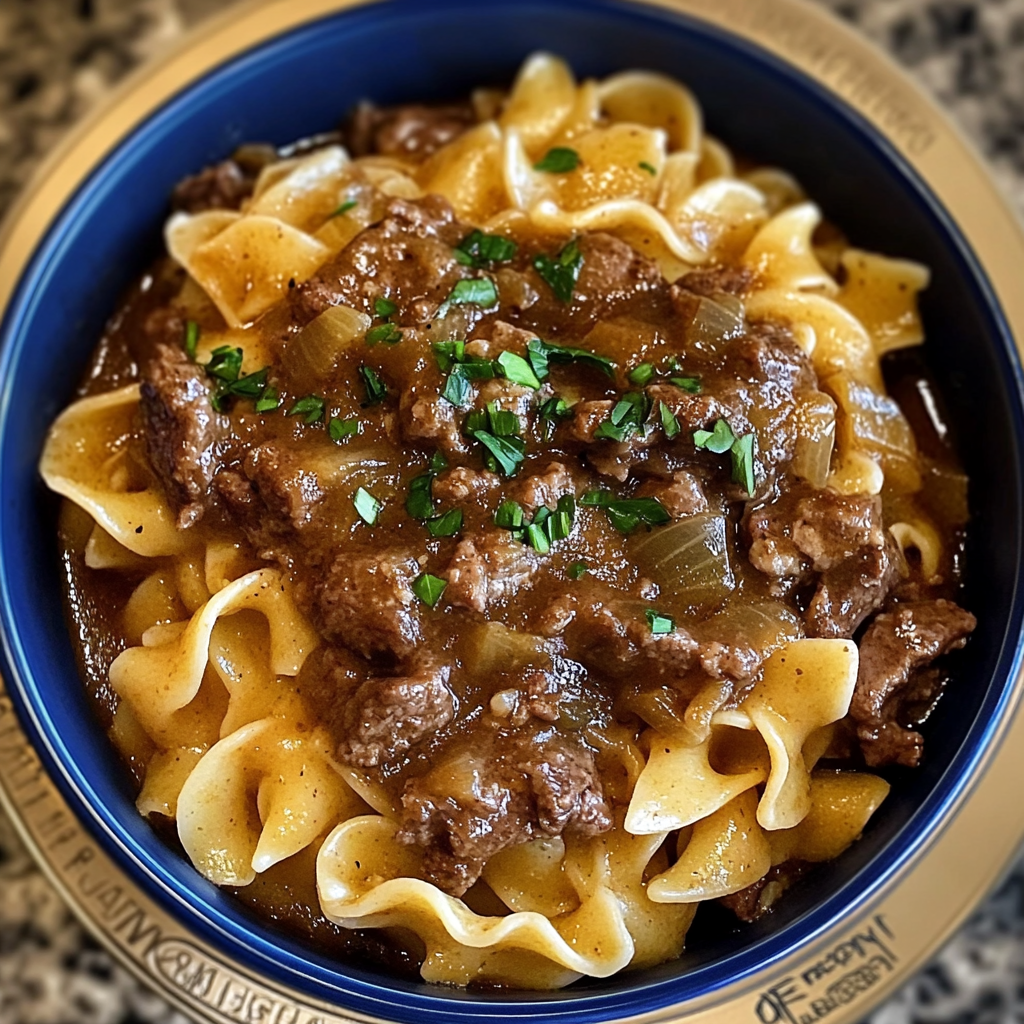 French Onion Beef and Noodles