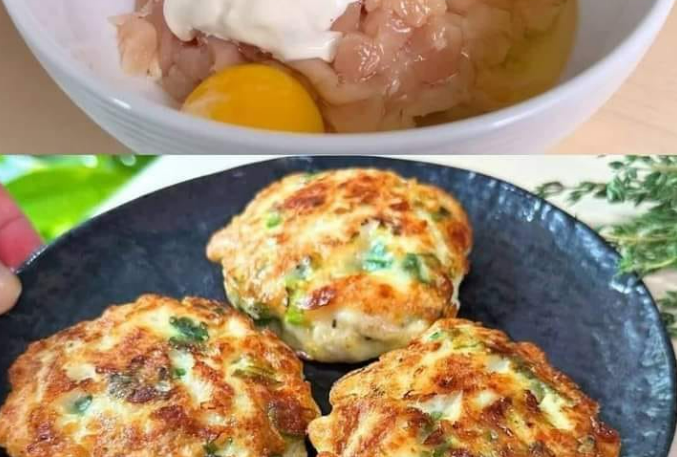 Ingredients for Irresistible Chicken Patties with Mozzarella in a mixing bowl