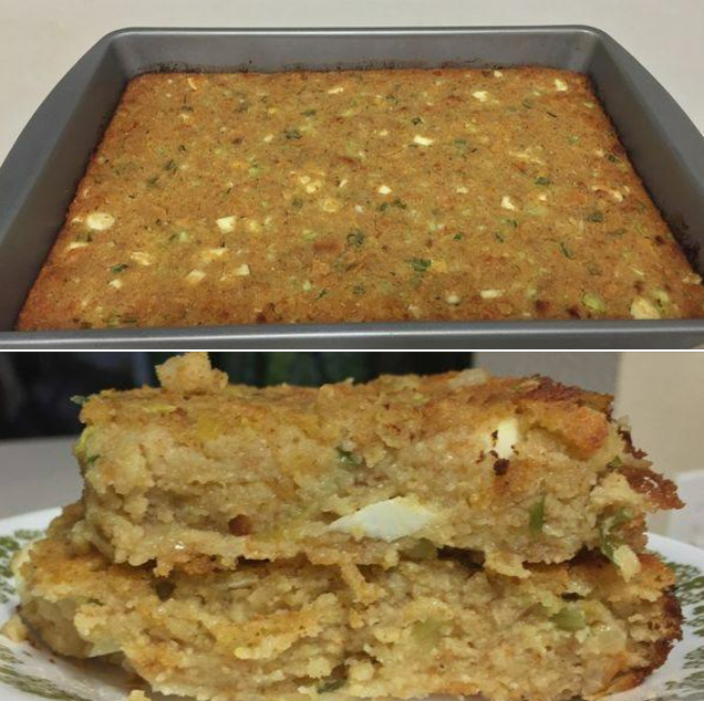 Slices of Old-Fashioned Cornbread Dressing, perfect for holiday dinners