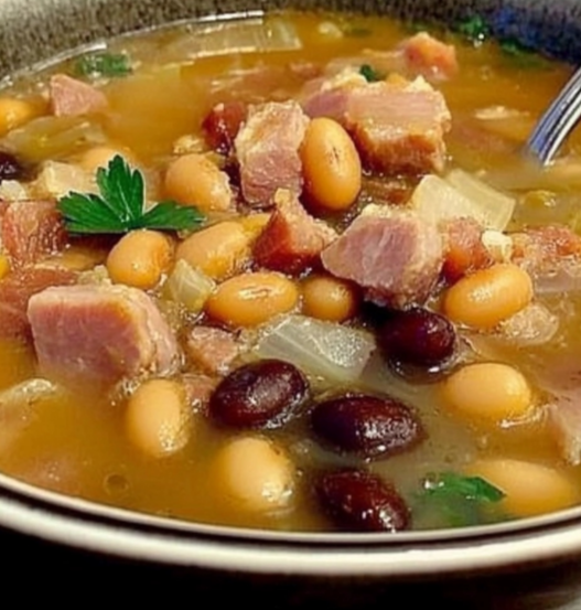 Hearty Bean and Ham Soup in a bowl with tender beans and smoky ham