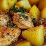 Greek Lemon Chicken and Potatoes with herbs and garlic