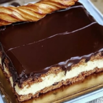 No-Bake Chocolate Éclair Cake with creamy pudding and chocolate ganache