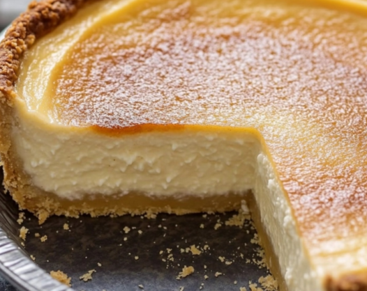 Homemade Buttermilk Pie with golden crust