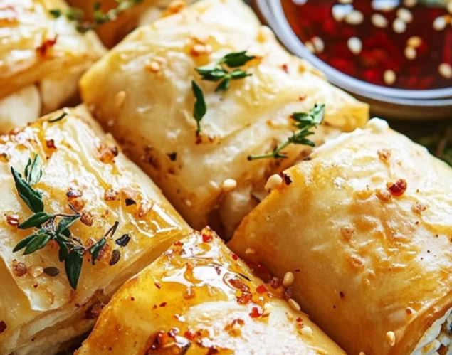 Oven-Fried Feta Rolls Recipe – Crispy with Chili Honey Drizzle