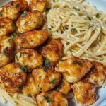 Poulet croustillant Épicé avec spaghettis alfredo