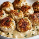 Boulettes de poulet sauce crémeuse sur purée