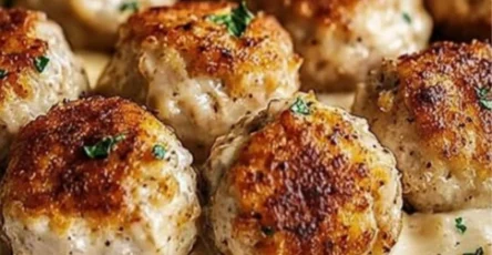 Boulettes de poulet sauce crémeuse sur purée