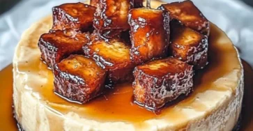 Cheesecake aux bananes caramélisées et sauce caramel