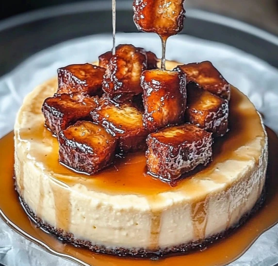 Cheesecake aux bananes caramélisées et sauce caramel