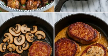 Côtelettes de porc à la crème de champignons