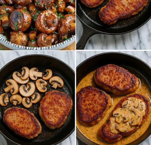 Côtelettes de porc à la crème de champignons