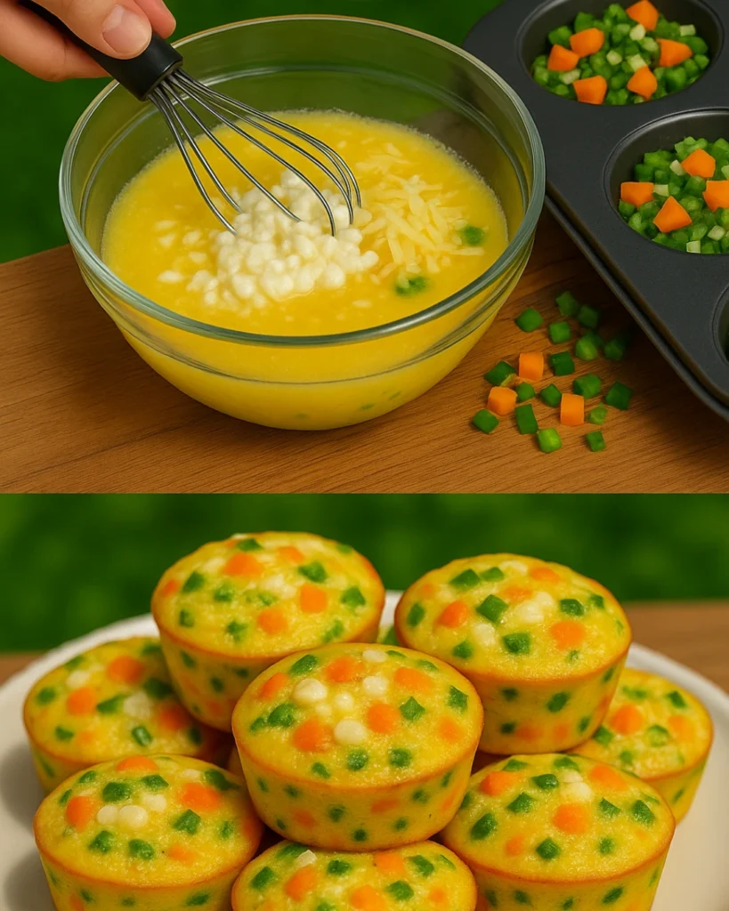 Muffins aux œufs, légumes et fromage