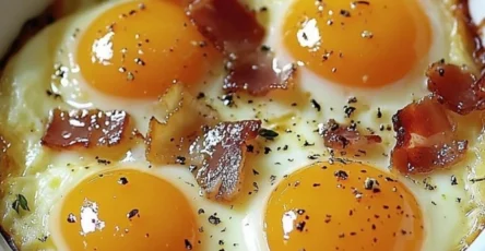 Œufs cocotte au chèvre et aux lardons