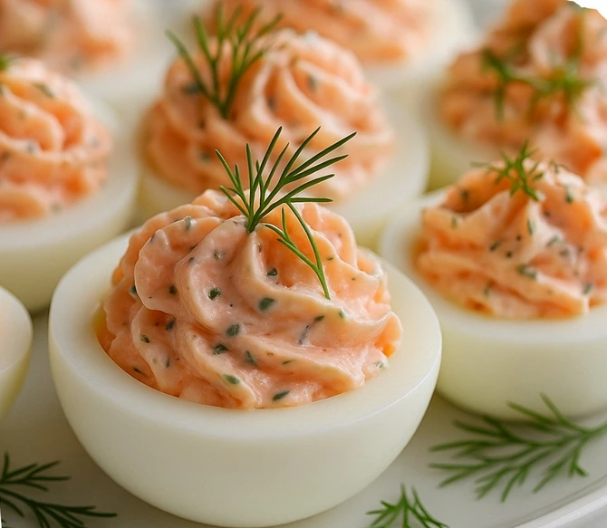 Œufs farcis au saumon fumé et fromage frais