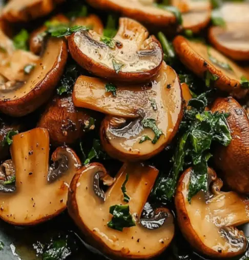 Poêlée de champignons aux Épinards et ail