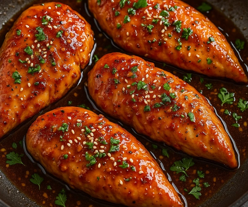 Poitrines de poulet laquées façon asiatique