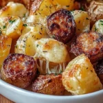 Pommes de terre rôties aux saucisses et fromage