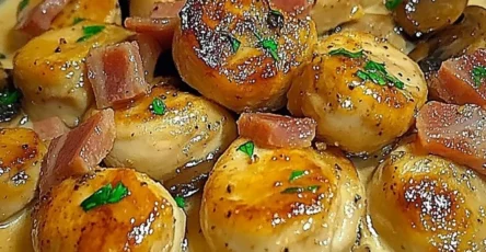 Poulet crémeux aux champignons et bacon