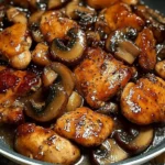 Poulet sauté aux champignons dans une sauce miel ail
