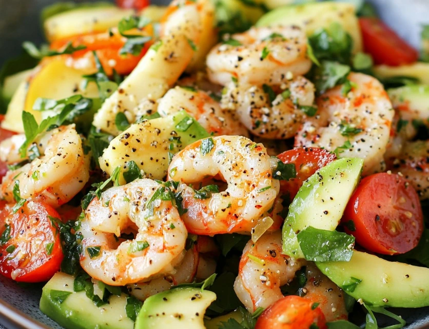 Salade fraîche de crevettes et avocat