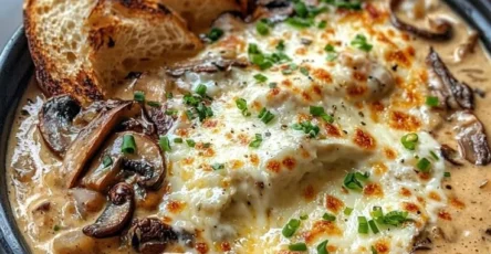Poêlée Crémeuse de Champignons Gratinée au Fromage