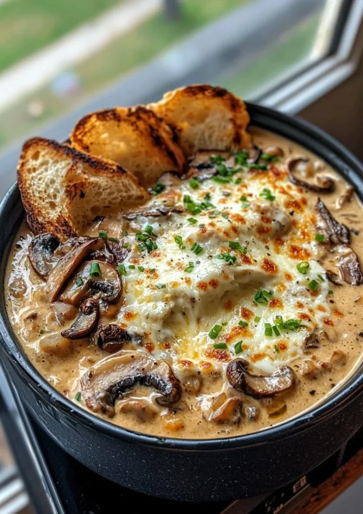 Poêlée Crémeuse de Champignons Gratinée au Fromage
