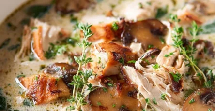 Soupe Crémeuse au Poulet et Champignons