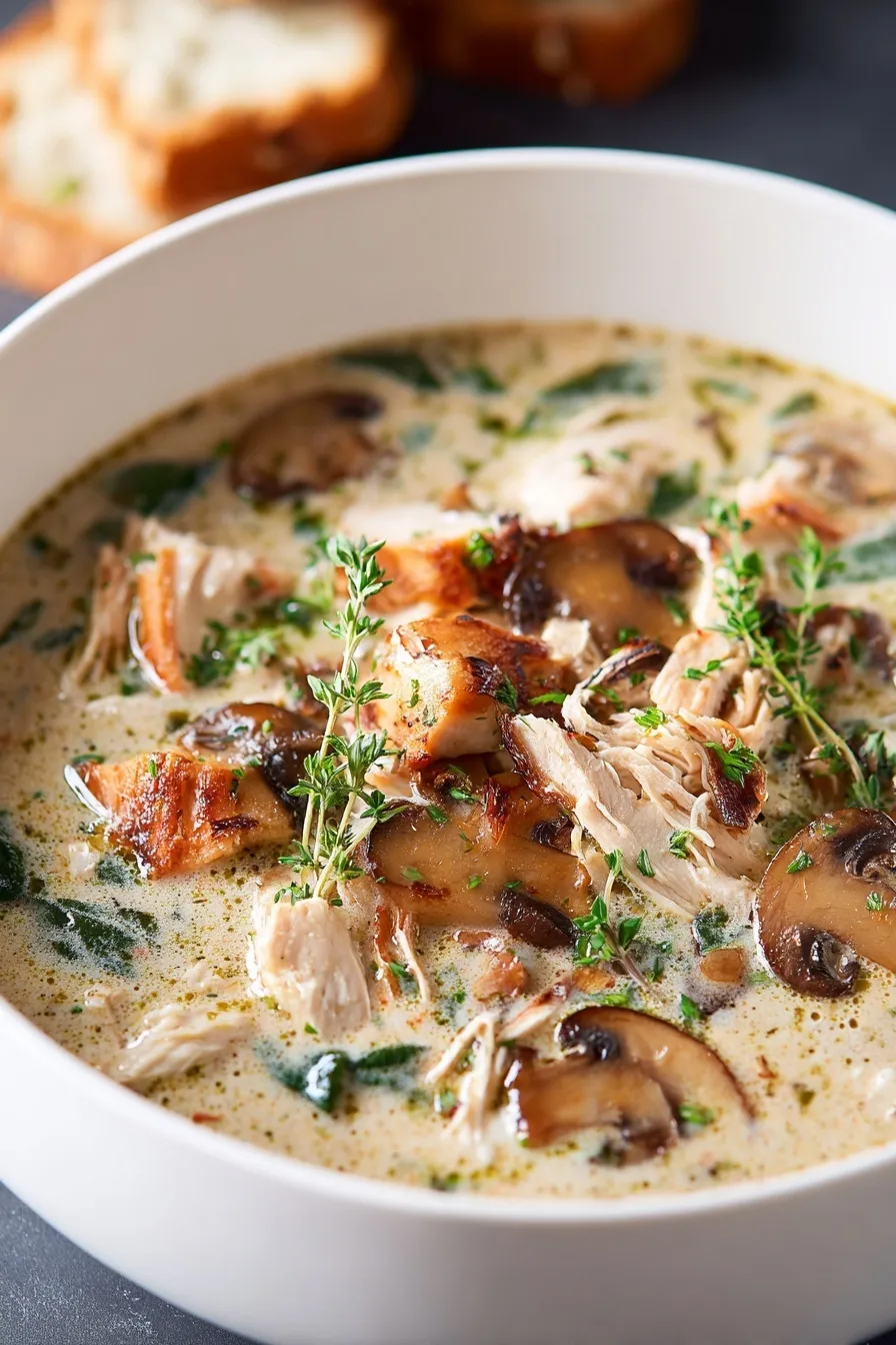 Soupe Crémeuse au Poulet et Champignons
