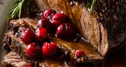 Rôti de Bœuf aux Cranberries & Sauce au Romarin