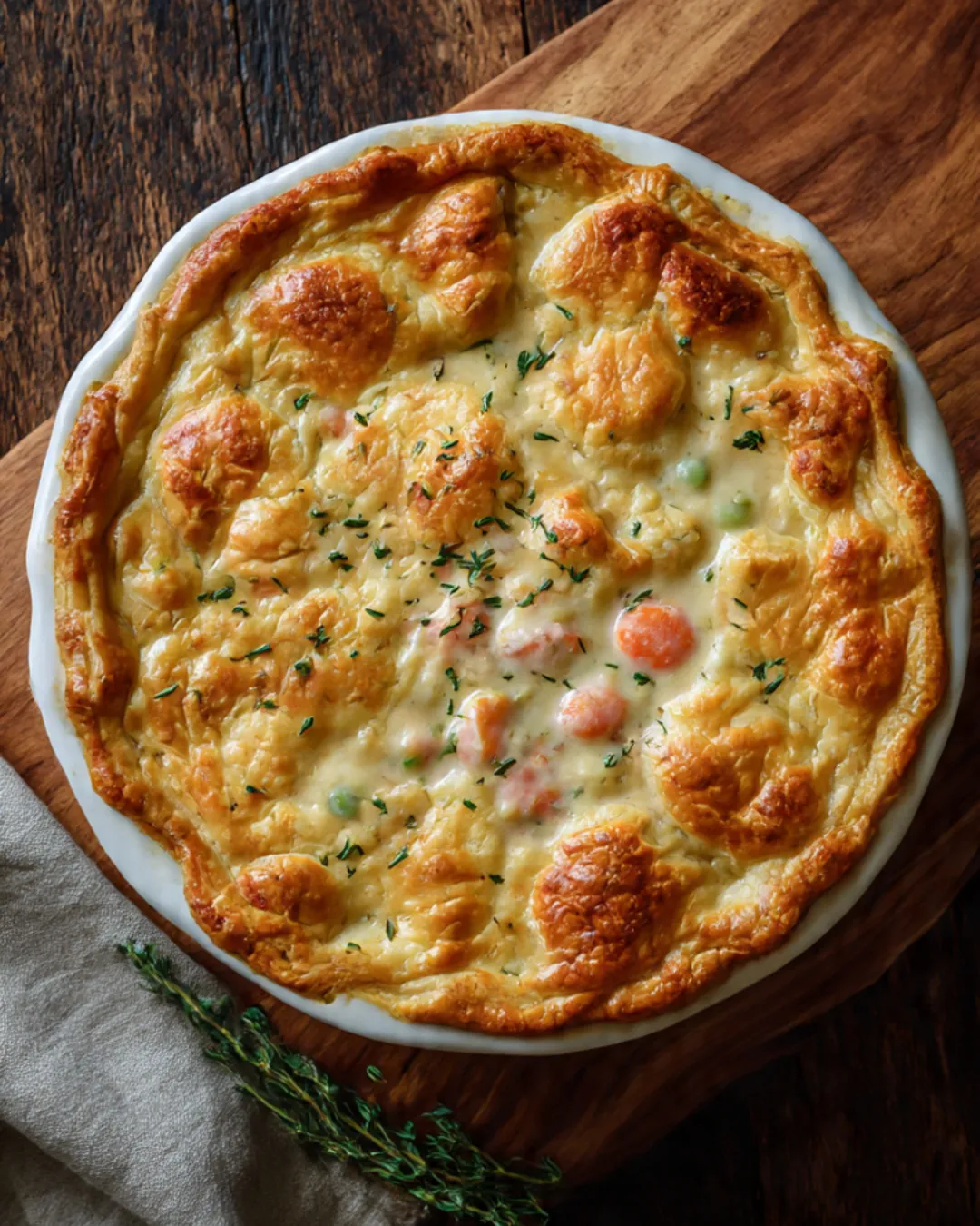 Tourte Crémeuse au Poulet et aux Légumes