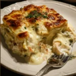 Lasagne Crémeuse aux Crevettes et Épinards