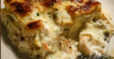 Lasagne Crémeuse aux Crevettes et Épinards