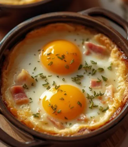 Œufs cocotte gratinés au jambon cru