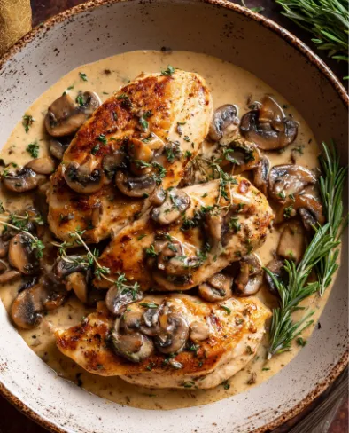 Suprêmes de volaille sauce aux champignons
