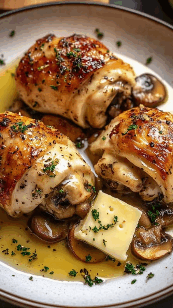 Roulades de Poulet Farcies aux Champignons et Fromage