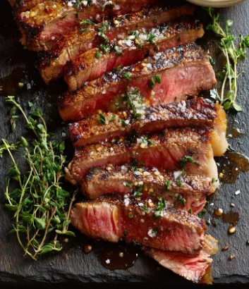 Steak poêlé au beurre avec réduction de sauce poêlée