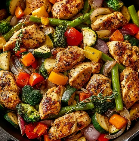 Poêlée de Poulet aux Légumes Colorés (Recette Saine et Gourmande)