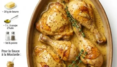 Poulet mijoté à la moutarde à l’ancienne