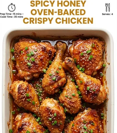 Poulet croustillant au miel épicé cuit au four