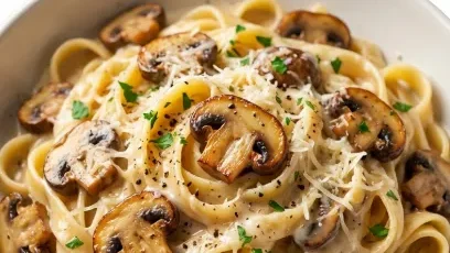 Pâtes Crémeuses aux Champignons et Parmesan